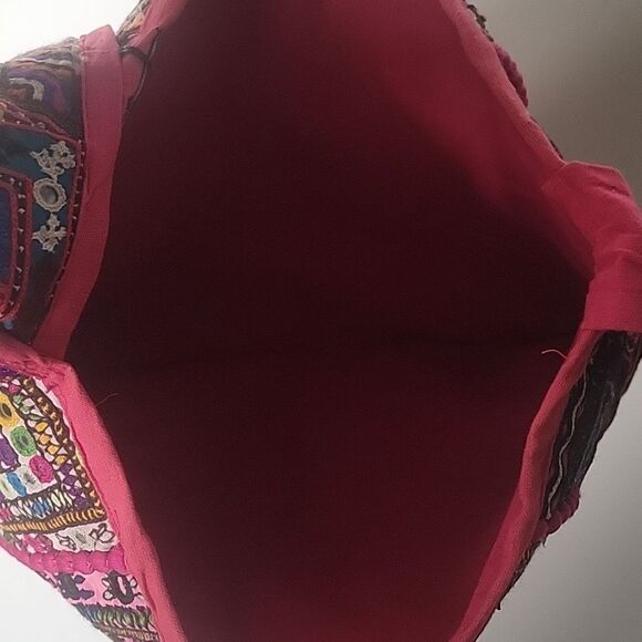 Anthropologie Tolani PatchWork Embroider Beaded Sequin Boho Batik Indian Bag Art - Picture 12 of 15